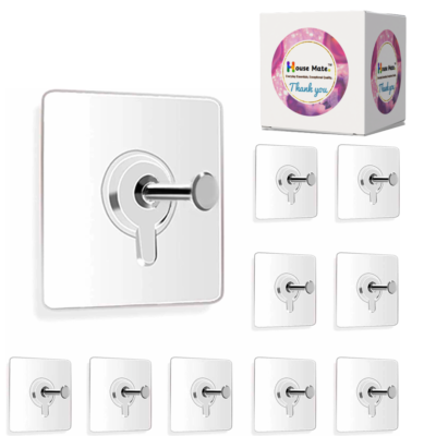 heavy duty self adhesive wall hooks – transparent, waterproof, damage free removable wall hangers for kitchen, bathroom, keys, towels – no drilling, strong hold