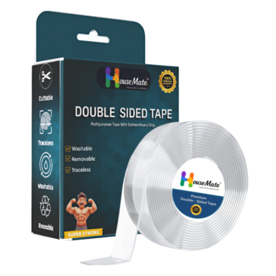 housemate. double sided nano tape 3 meter – heavy duty strong adhesive | removable | washable | multipurpose transparent mounting tape